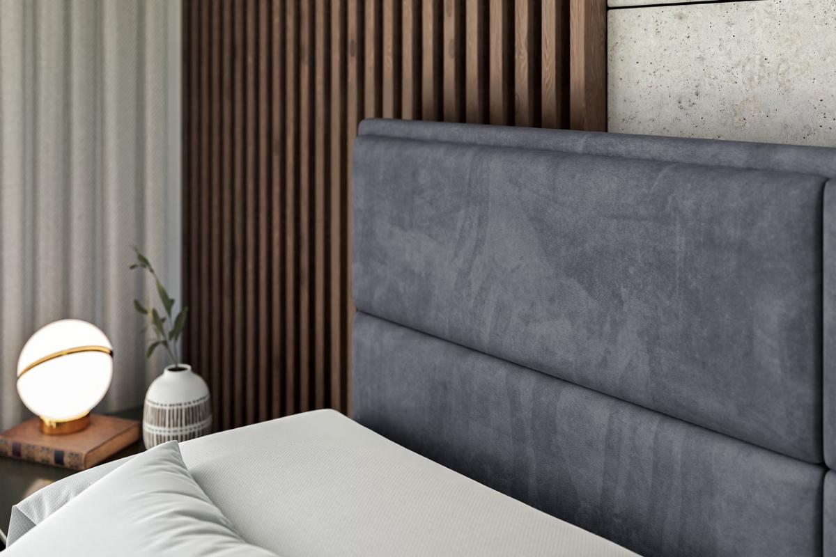 BOXSPRINGBETT AURA KING - 140 x 200 - H3/H4 - Dunkelgrau - Dunkelgrau, Holzwerkstoff (140/200cm) - ALTDECOR