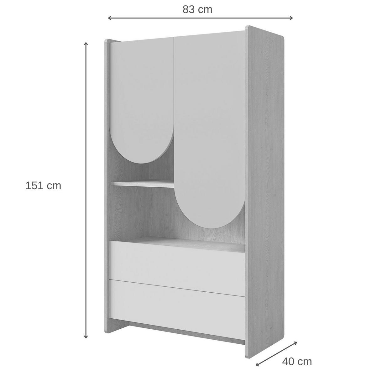 BÜCHERREGAL Lena mit 2 Türen und 2 Schubladen, für Jugendliche, 83 cm, Eiche Cremona/Macadamia/Puderrosa - Eichefarben/Beige, Holzwerkstoff (83/151/40cm) - Beautysofa