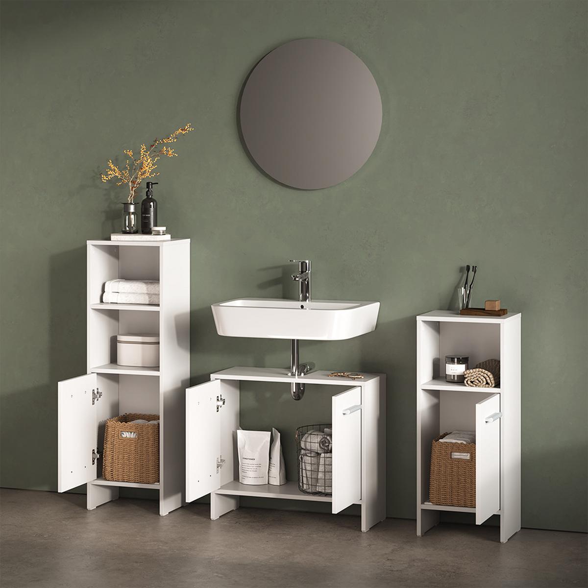BADMÖBEL-SET Amalfi Weiß 2 Teile - Weiß, Holzwerkstoff (33.8/108.2/26.3cm) - Livinity®