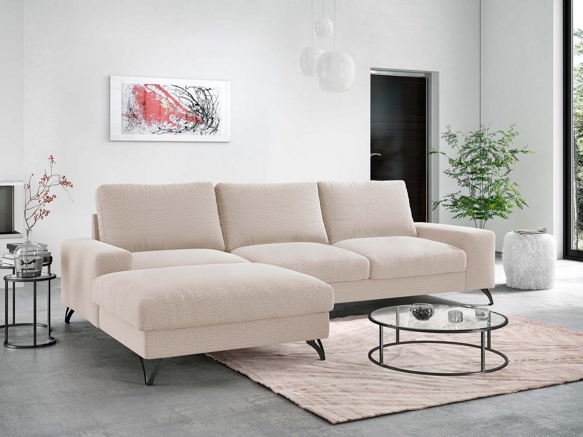 ECKSOFA Flavio, Seite: Links - L1F+L2F+R4 - Schwarz/Naturfarben, Holz/Textil (300/179cm) - MIRJAN24