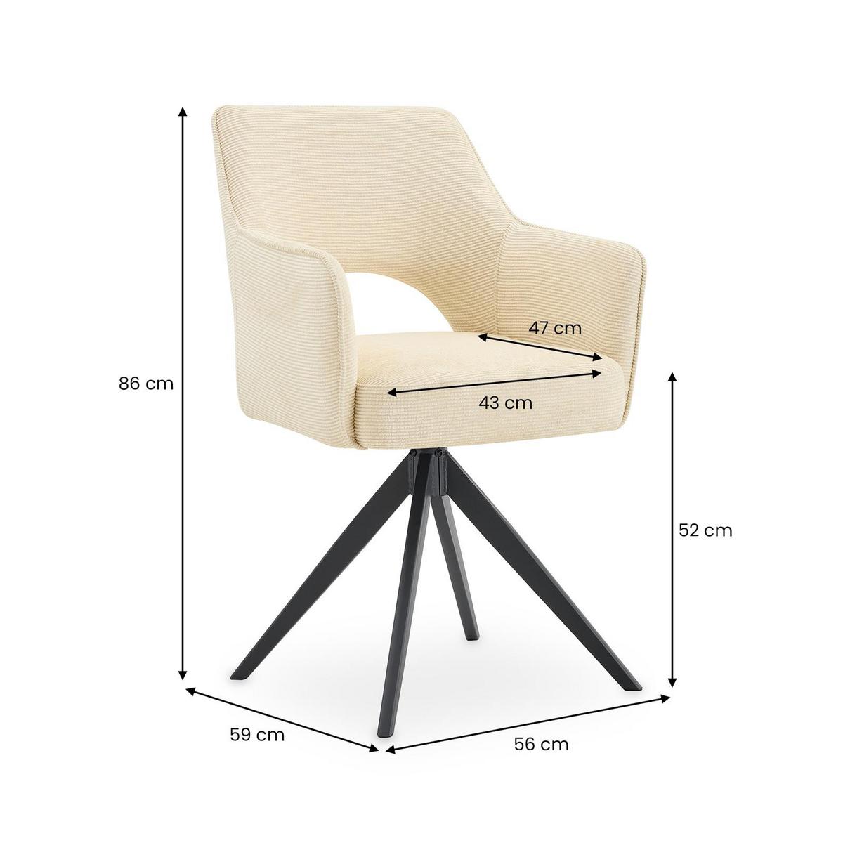 ESSZIMMERSTÜHLE FLORENCE 2er-Set cremeweiß - Creme, Textil (56/86/59cm) - IDIMEX