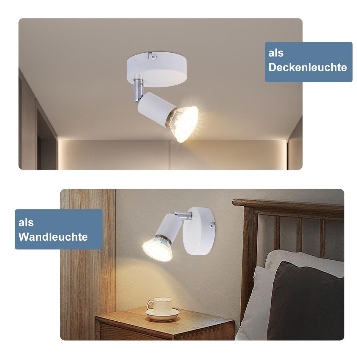 DECKENSTRAHLER Flensburg 1-flammig 8/8/10 cm - Weiß, Metall (8/8/10cm) - Nettlife