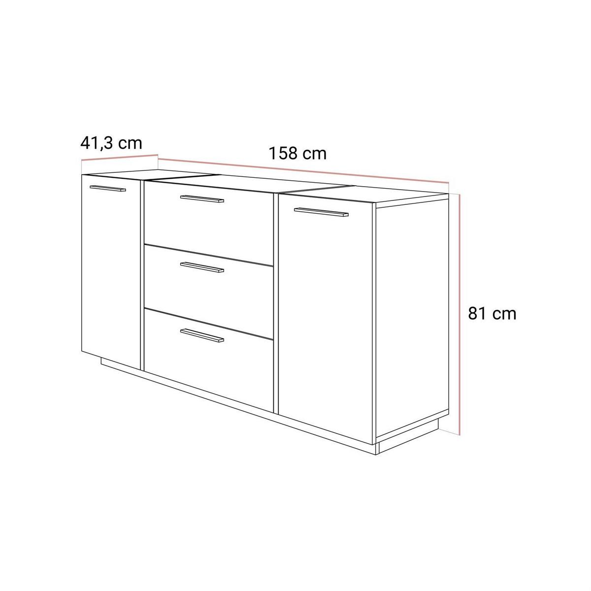 SIDEBOARD mit Schubladen ONYX Kaschmir Hochglanz - Kaschmir/Goldfarben, Holzwerkstoff (158/81/41.3cm) - Lookway