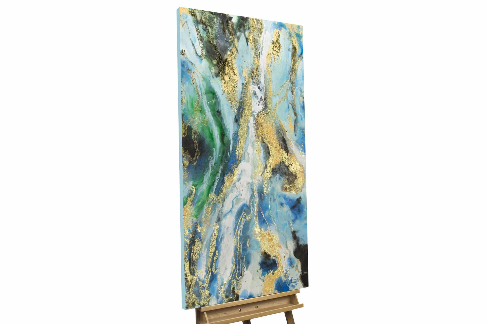 ACRYLBILD HANDGEMALT 60/120 cm - Blau/Weiß, Holz/Textil (60/120cm) - KUNSTLOFT