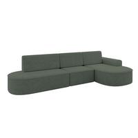 ECKSOFA mit Schlaffunktion Ottomane RECHTS MARI L2-S 368X167X85 Grün Velours - Schwarz/Hellgrün, Holzwerkstoff/Kunststoff (167/368cm) - ALTDECOR