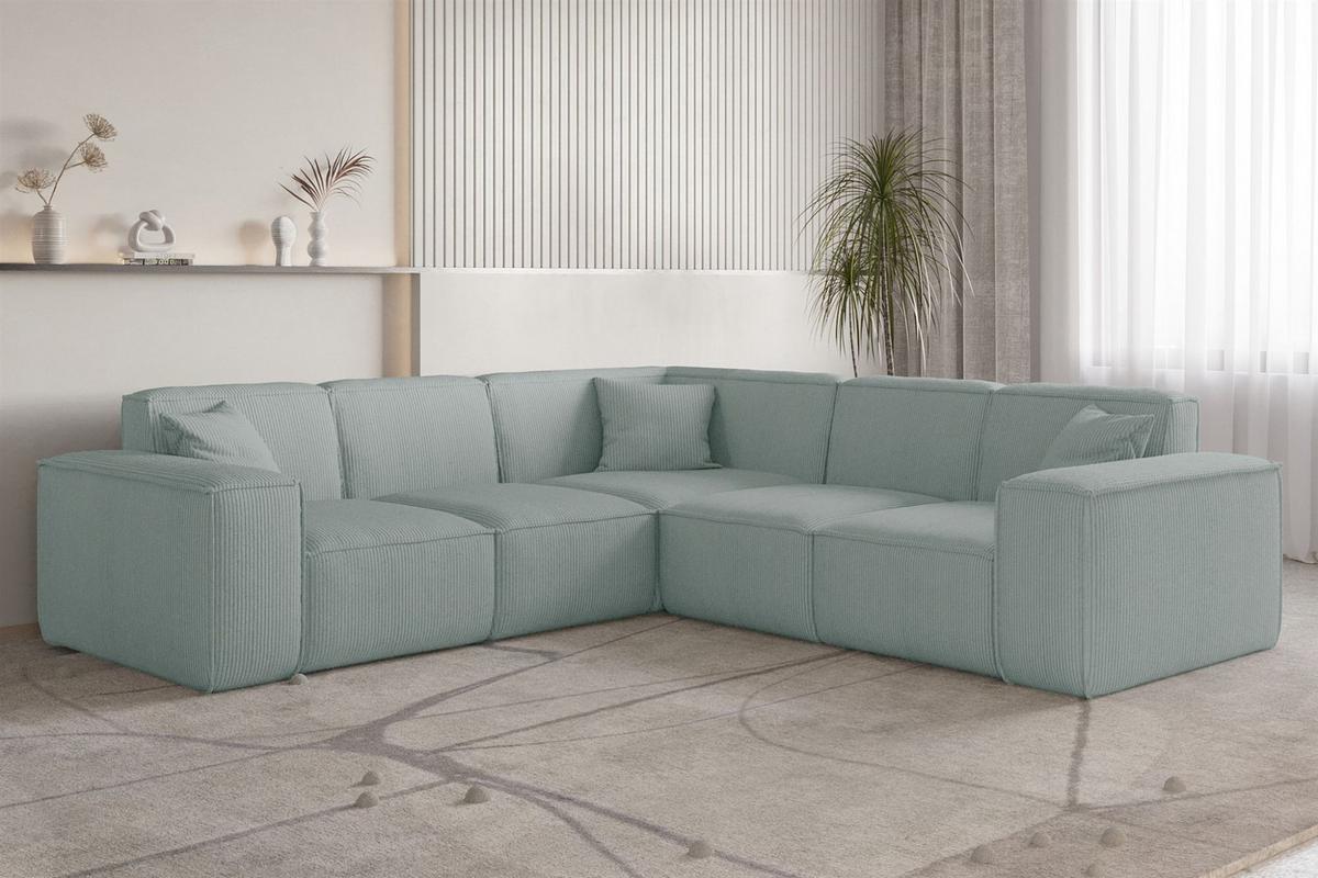 SOFA Celes Premium Stoff Scala - Pastellblau, Holzwerkstoff/Textil (246/246cm) - Fun Möbel