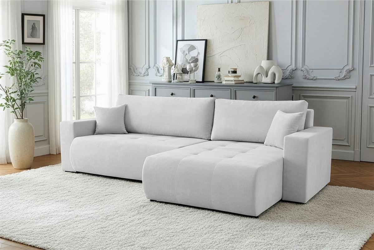 ECKSOFA Armari Mit Schlaffunktion - Hellgrau, Holzwerkstoff/Textil (154/277cm) - Fun Möbel