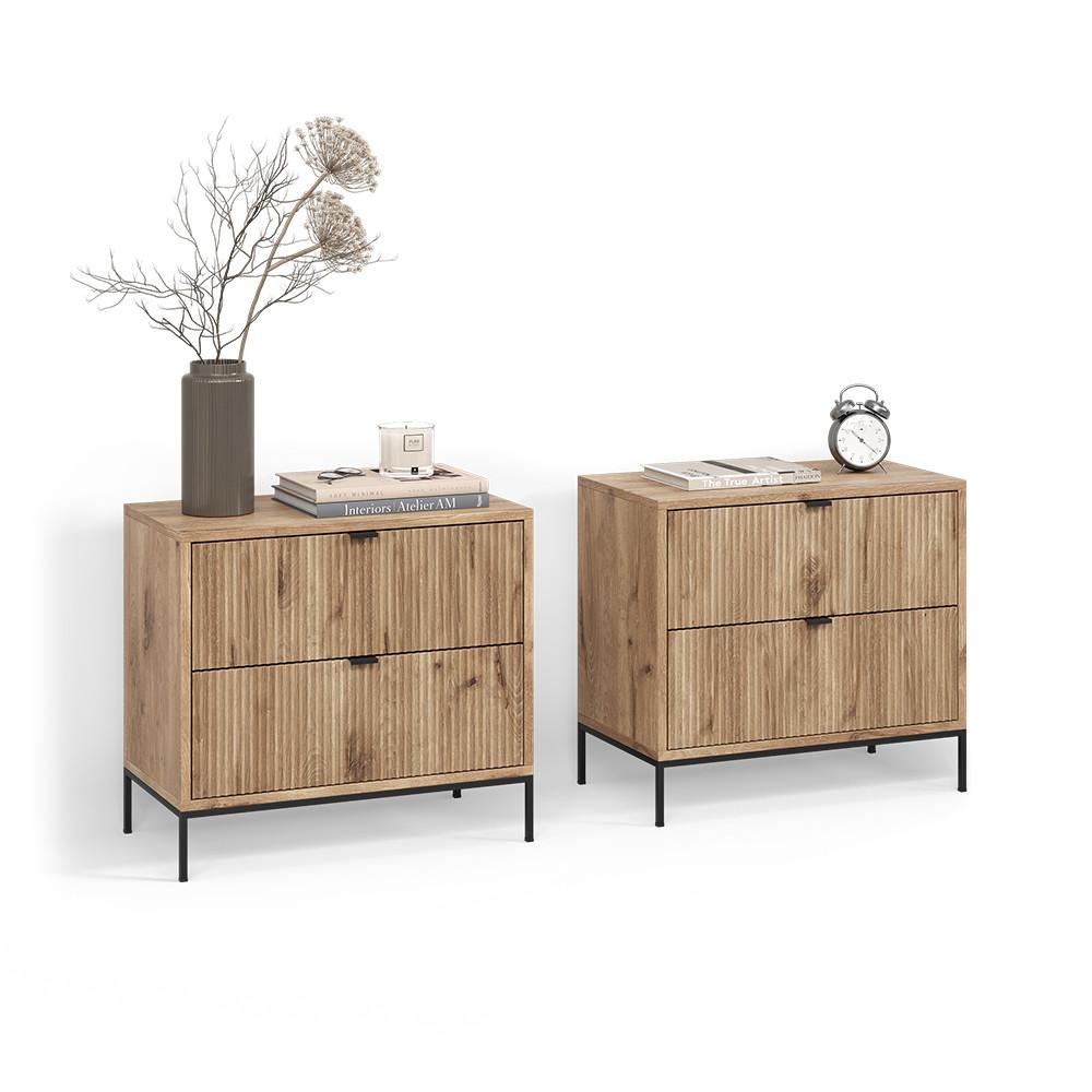 NACHTTISCHE Aterno Viking Oak 2er Set - Eichefarben, Holzwerkstoff (66/60/36cm) - Livinity®