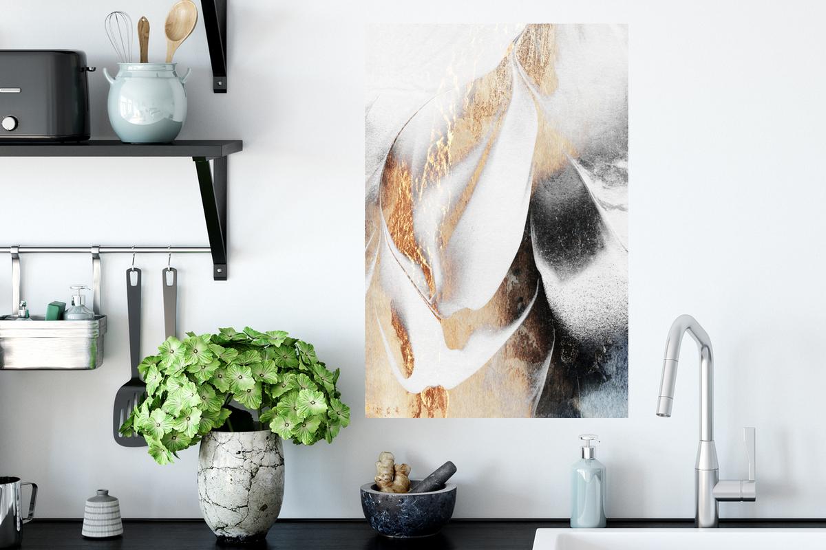 WANDTATTOO Luxus - Abstrakt - Gold - Weiß Wandbild 40x60 cm - Goldfarben, Kunststoff (40/60/0.1cm) - MuchoWow