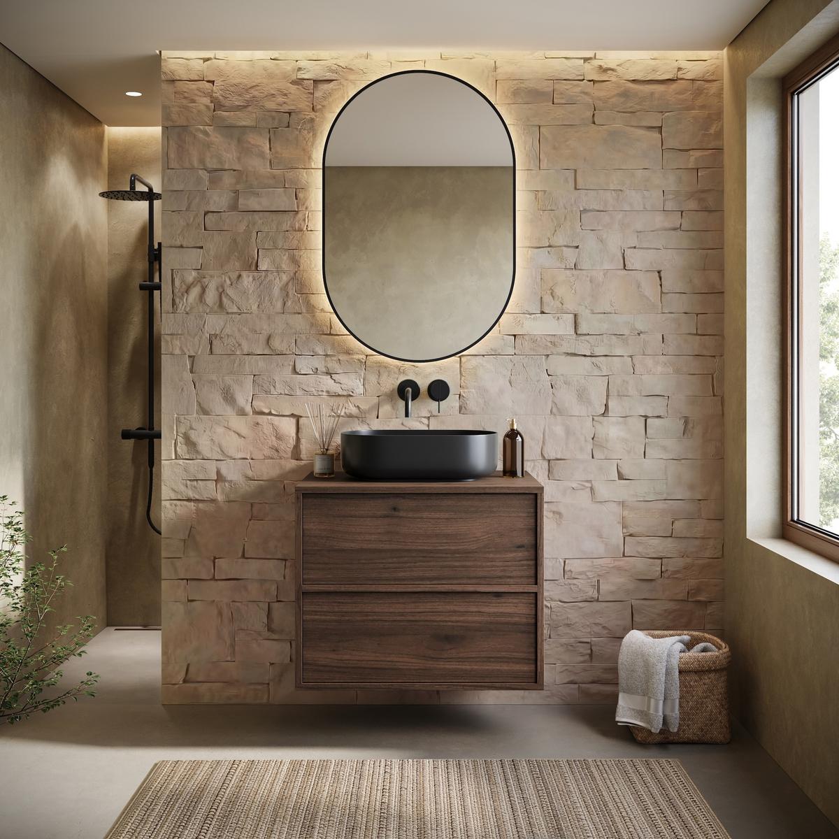 WASCHBECKENUNTERSCHRANK Mali 2 Schubladen Walnuss Braun - 60 x 46 x 54 cm - Eichefarben, Holz (60/54/46cm) - Badplaats