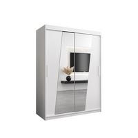 SCHWEBETÜRENSCHRANK 200/150/62 2-türig - Silberfarben/Weiß, Holz/Kunststoff (150/200/62cm) - MÖBEL KRYSPOL