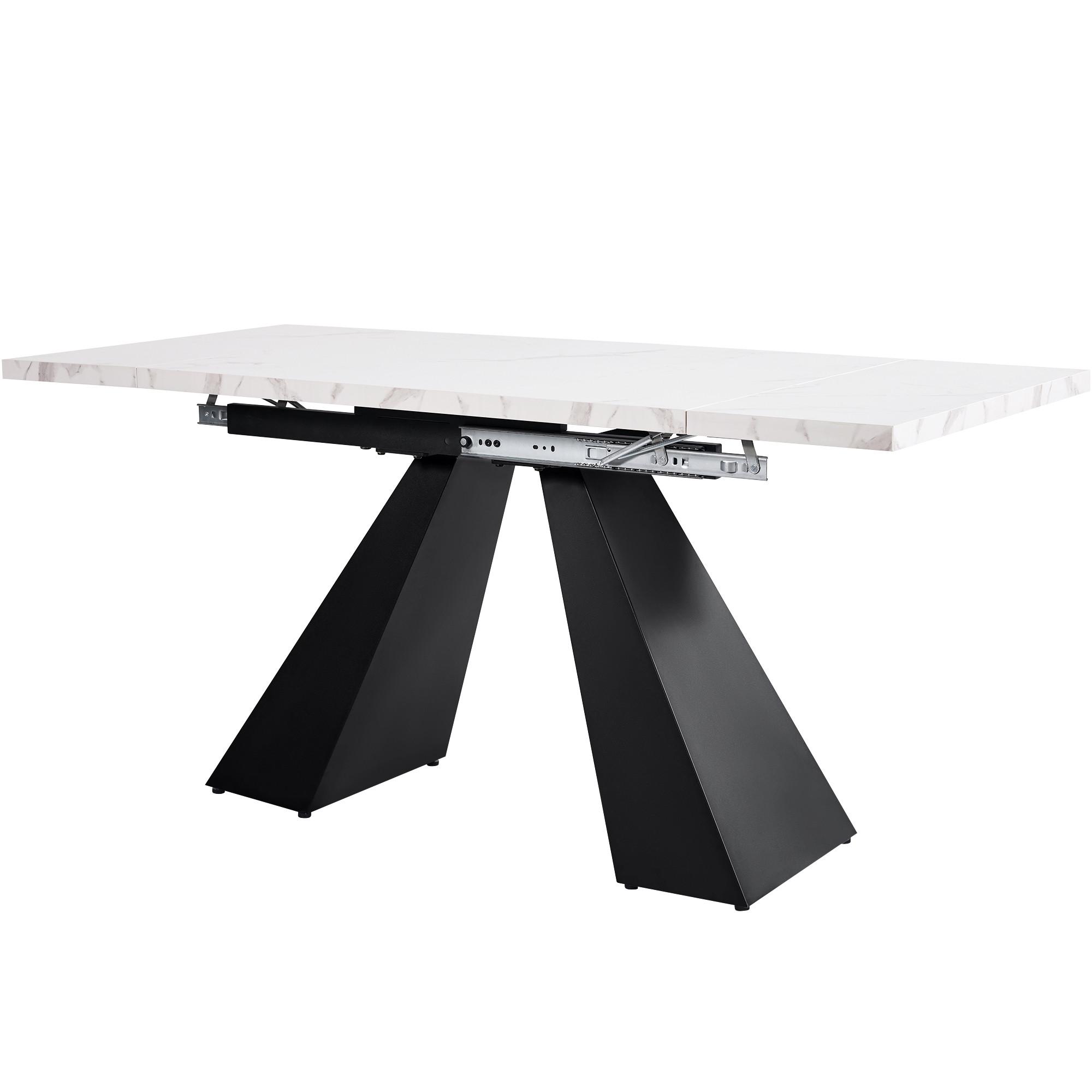 ESSTISCH Weiß 159/74/77 cm - Schwarz/Weiß, Holz/Metall (74/159/77cm) - Urban Meuble