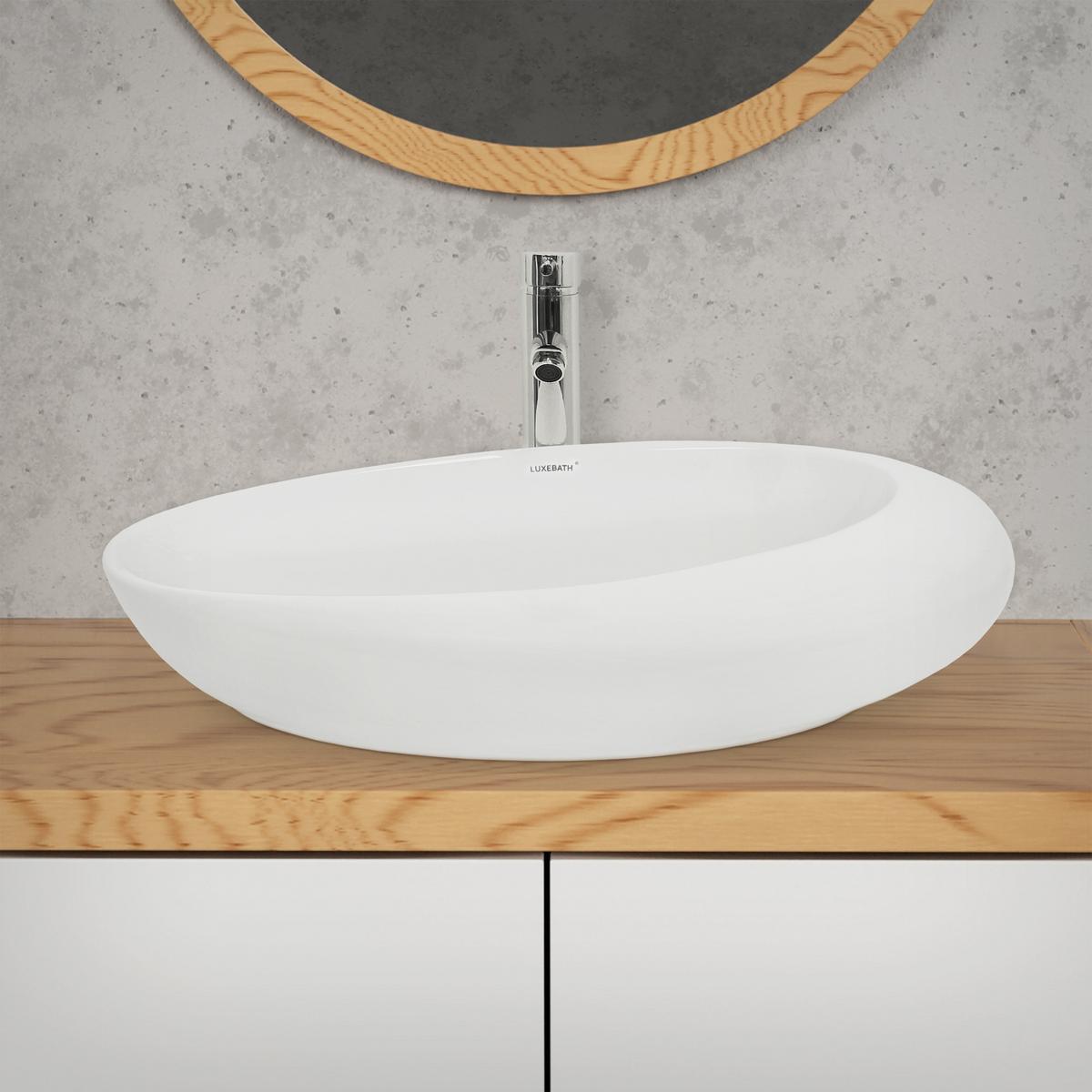 WASCHBECKEN - Weiß, Keramik (37.5/14.5/58.5cm) - LuxeBath