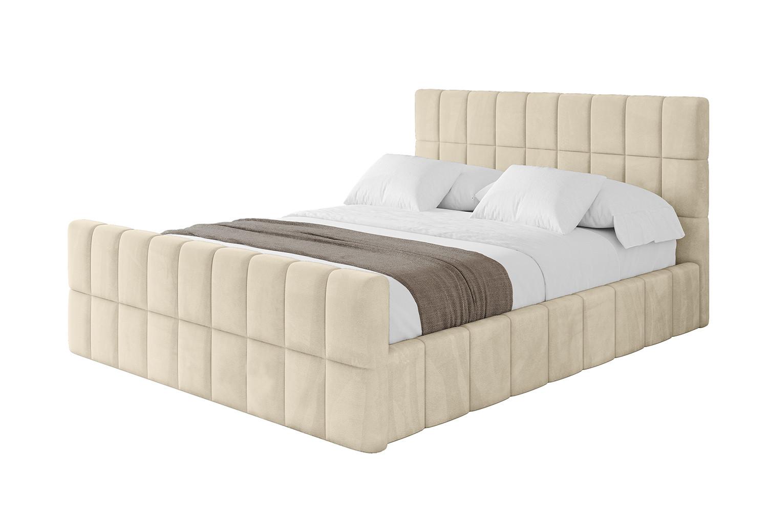 POLSTERBETT mit Bettkasten, Fußteil und Lattenrost, Boxbett ohne Matratze - AMEA-Z 180x200 Beige - Ecru, Holzwerkstoff/Textil (180/200cm) - ALTDECOR