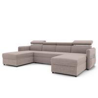 WOHNLANDSCHAFT BENI mit Schlaffunktion und Bettkasten Beige - Beige/Schwarz, Kunststoff/Textil (286/60/166cm) - Idohome