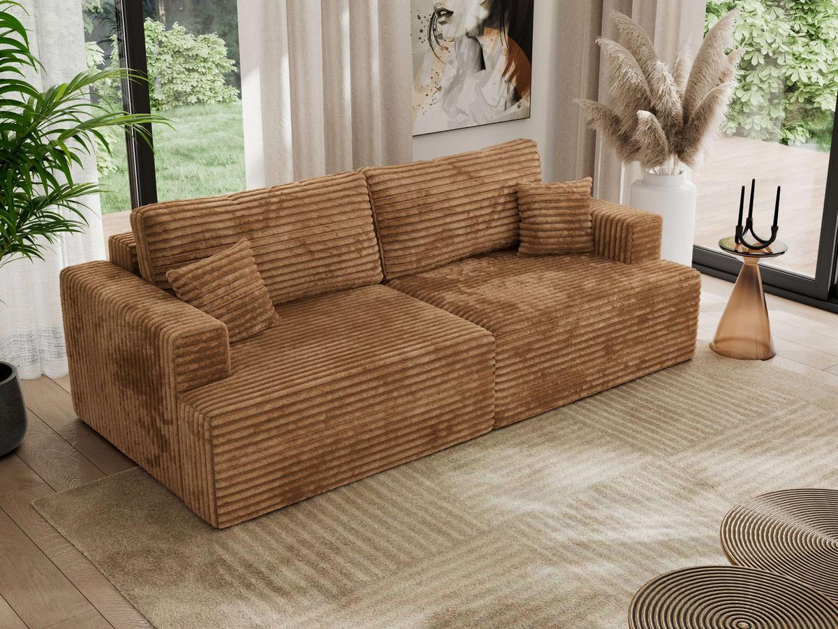 4-SITZER SOFA VIRELLA Orange Cord - Schwarz/Orange, Textil (240/88/115cm) - MKS