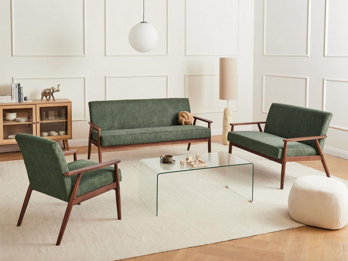 SOFA-SET 6-Sitzer Stoff Dunkelbraun/Grün Esrum - Braun/Grün, Textil (151/79/72cm) - Beliani