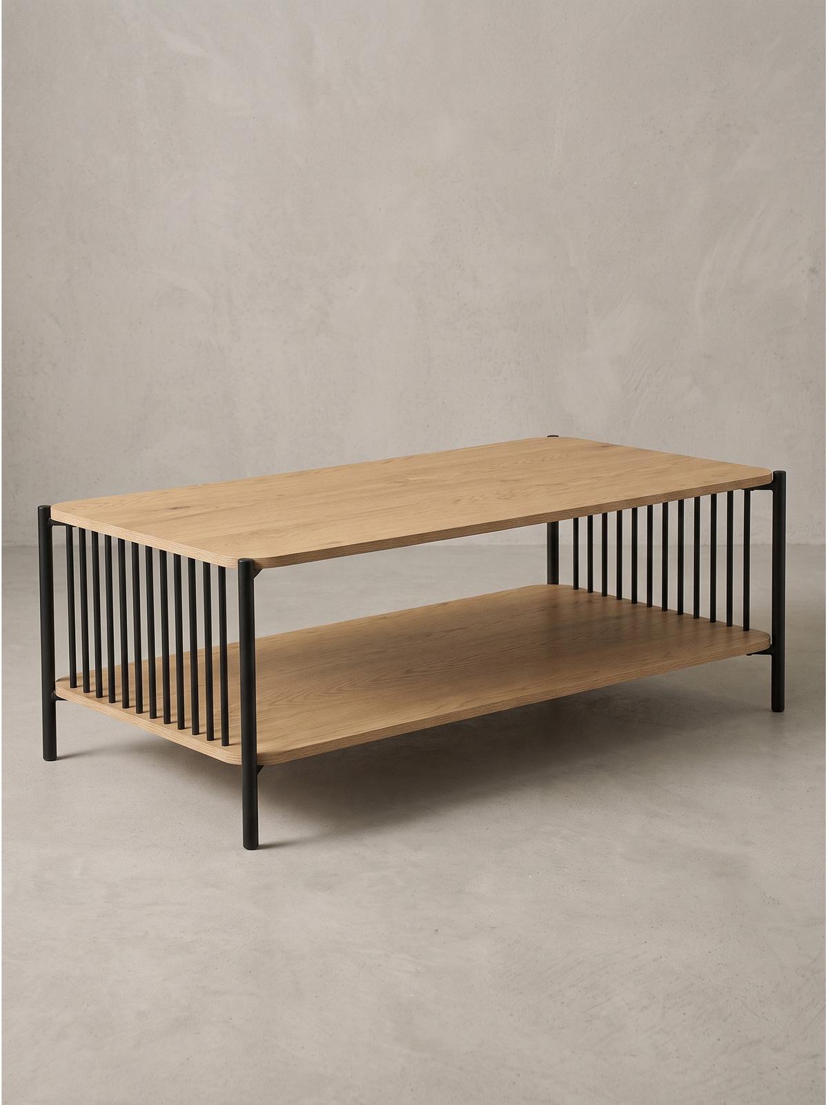 COUCHTISCH KAMARI, MDF, mit Stauraum, in Holzoptik, Eichenoptik, 110 x 60 x 42 cm - Schwarz/Braun, Holzwerkstoff/Metall (60/110/42cm) - KADIMA DESIGN