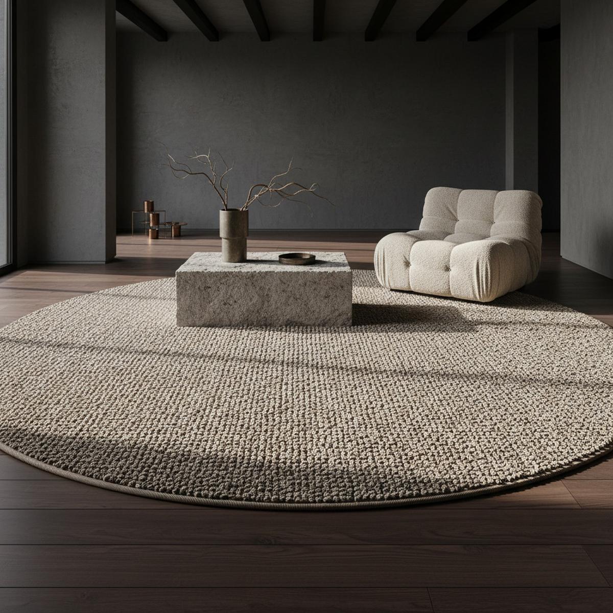 TEPPICH Flachgewebe CIMA in Braun, einfarbig, Ø 160 cm - Braun, Textil (160/160cm) - KADIMA DESIGN