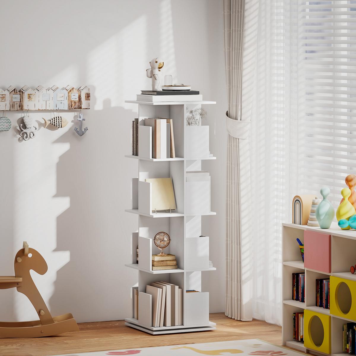 BÜCHERREGAL Spanplatte Weiß - Weiß, Holzwerkstoff (39/128.3/39cm) - HOMCOM
