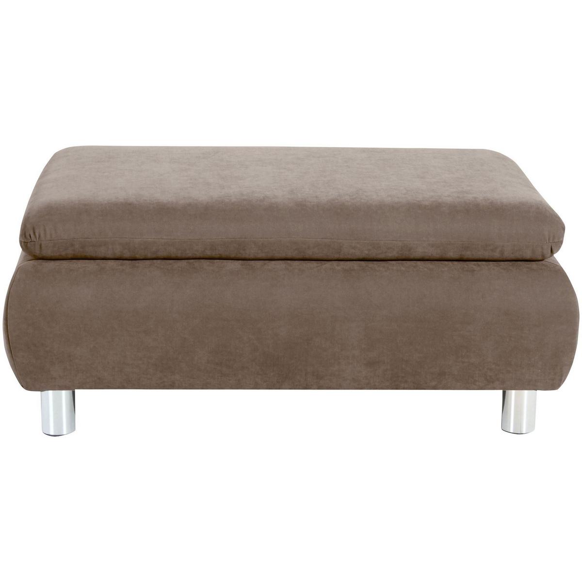 HOCKER Kaye Bezug Veloursstoff Metallfuß verchromt / sahara - Sahara, Kunststoff (90/43/60cm) - 58aufmkessel