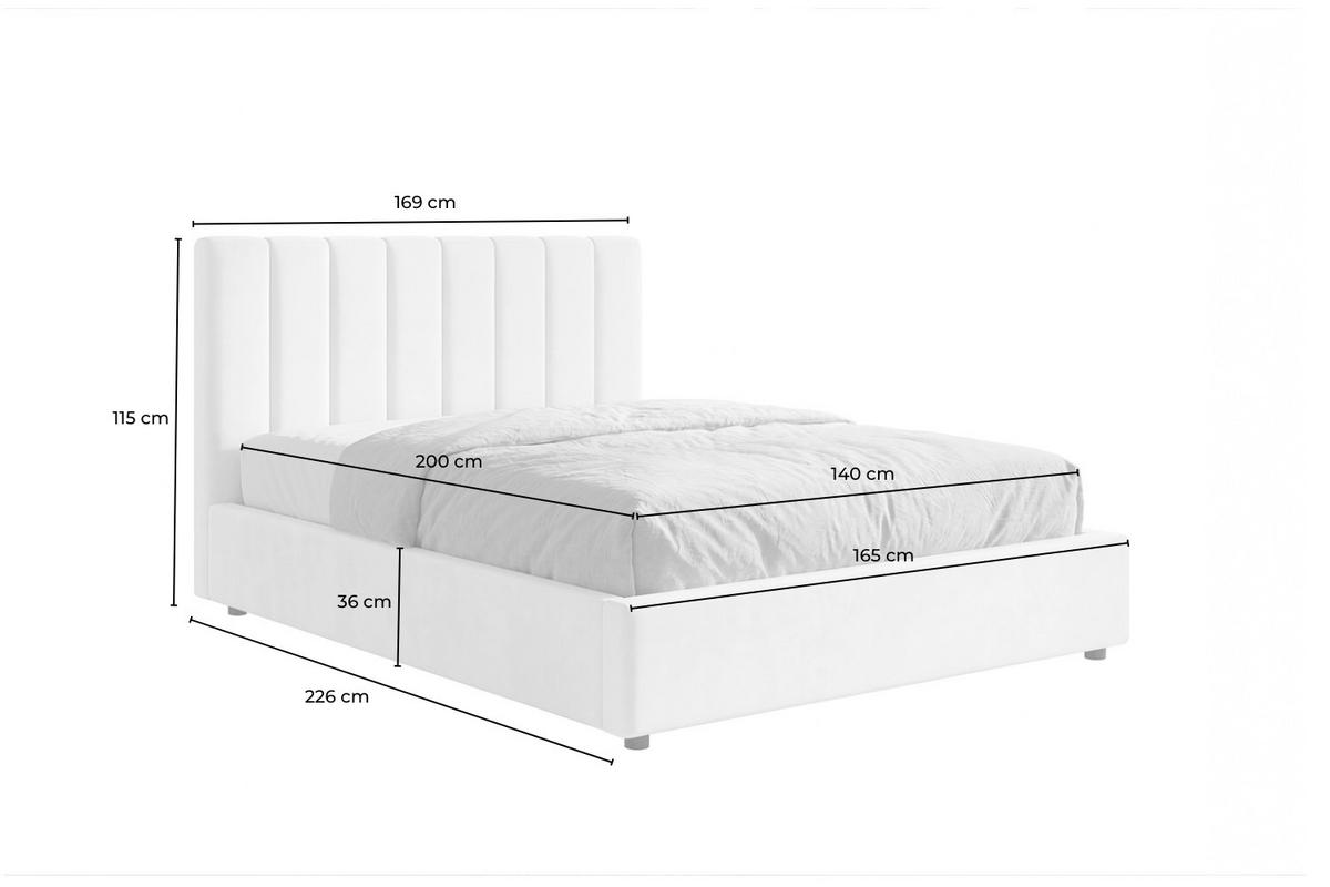 POLSTERBETT CATTURA Cremeweiß Velvet - Creme/Weiß, Textil (140/200cm) - KAWOLA