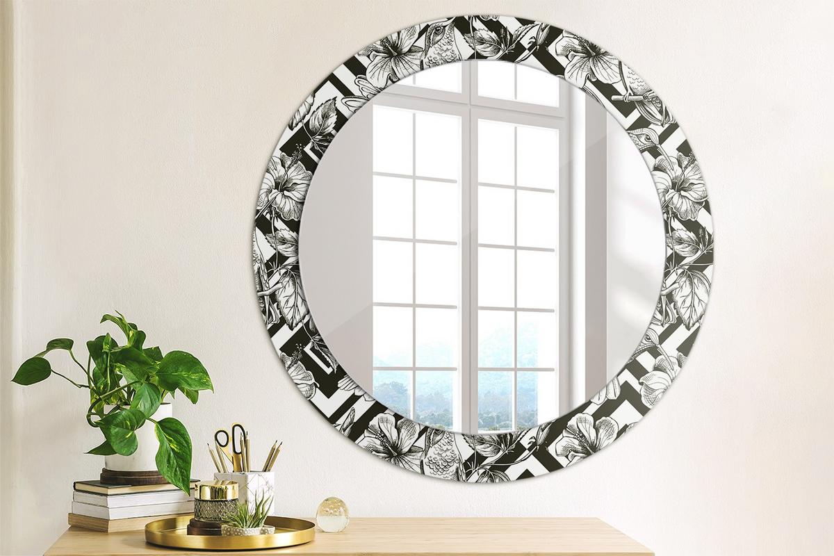 SPIEGEL Rund Ø 70 cm mit Aufdruck - Schwarz, Glas (70/70/0.4cm) - Wallfluent