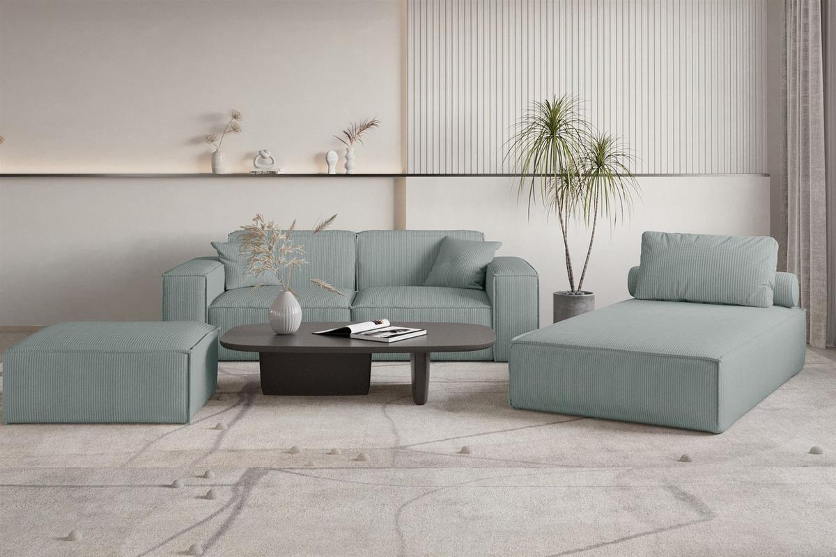 POLSTERHOCKER Celes Premium 65x65cm - Pastellblau, Holzwerkstoff/Textil (65/40/65cm) - Fun Möbel