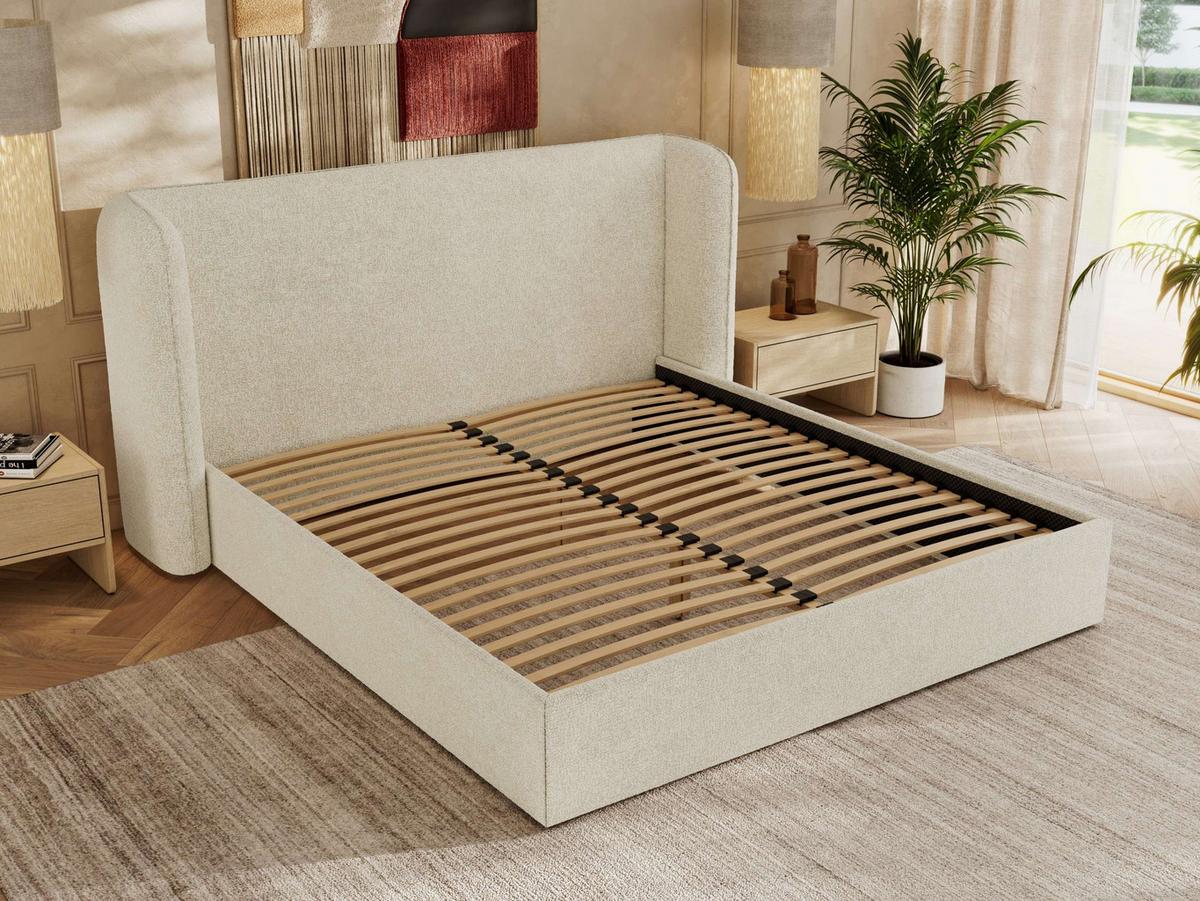 POLSTERBETT EMORA CLASSIC 200/200 - Creme Strukture - Multipocket-Matratze - Creme, Textil (200/200cm) - MKS