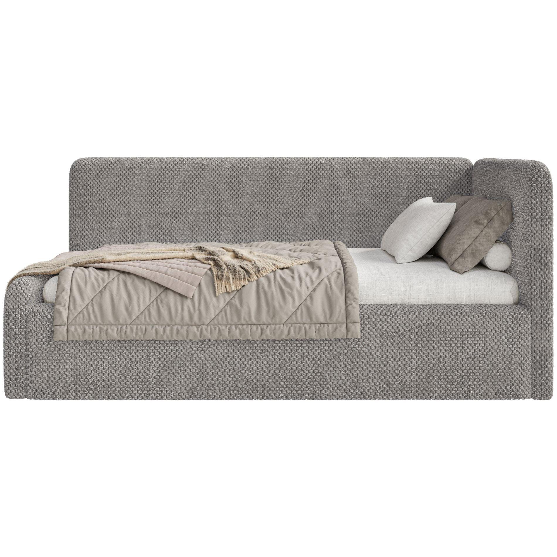 KINDERBETT Fanko Samt Taupe 90x200 cm - Graubraun/Schwarz, Kunststoff/Textil (90/200cm) - Selsey