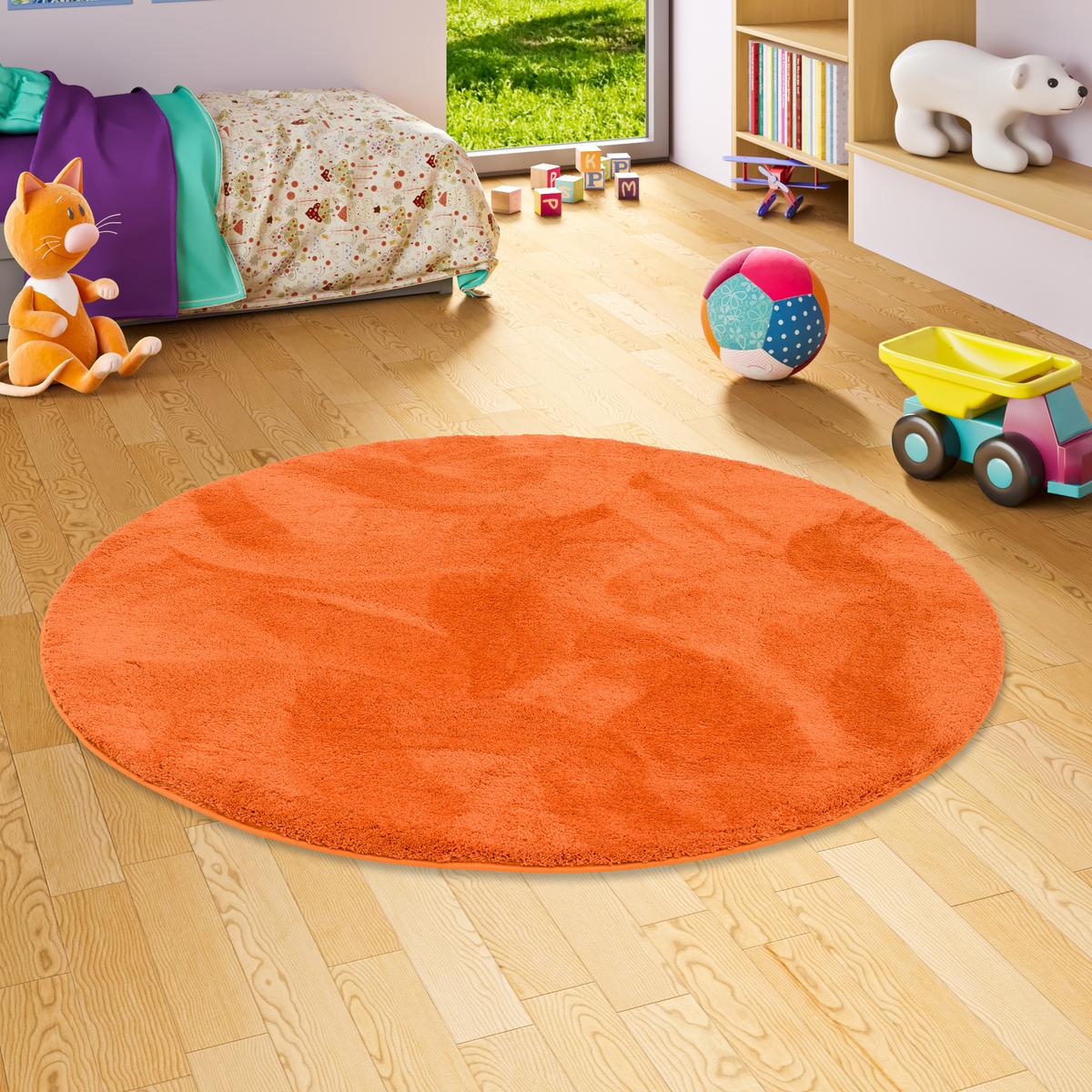 SUPER SOFT KINDER HOCHFLOR TEPPICH SILKY KIDS RUND - Orange, Textil (120/120cm) - Pergamon
