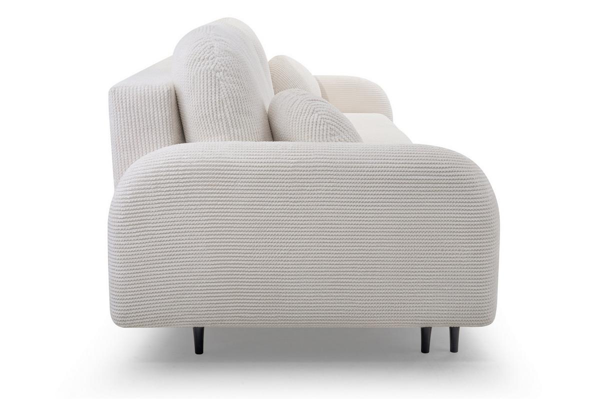 BETTSOFA VIVO Creme Geflochtener Stoff mit Schlaffunktion - Creme, Holz (230/95/102cm) - MASSENO