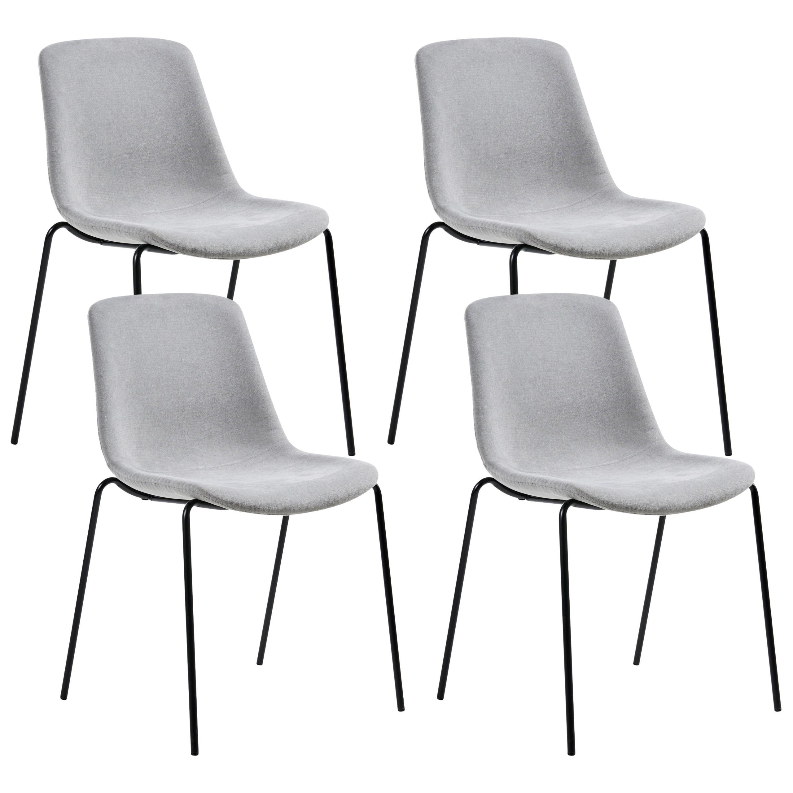 ESSZIMMERSTUHL 4er-Set Grau Tiller - Schwarz/Grau, Textil (54/84/53cm) - Beliani