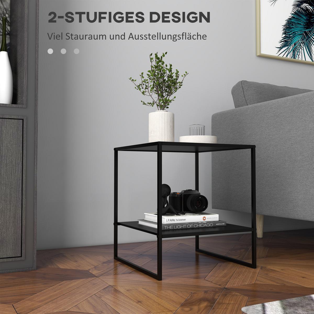 BEISTELLTISCH im Industriedesign Schwarz 40/40/45 cm - Schwarz, Metall (40/40/45cm) - HOMCOM