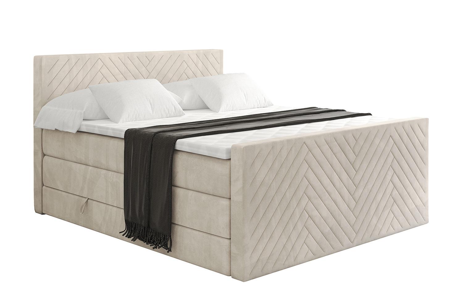 BOXSPRINGBETT mit Matratze und Lattenrost - VEXA-Z KING-200x200 - Beige Casablanca - Beige, Holzwerkstoff (200/200cm) - ALTDECOR