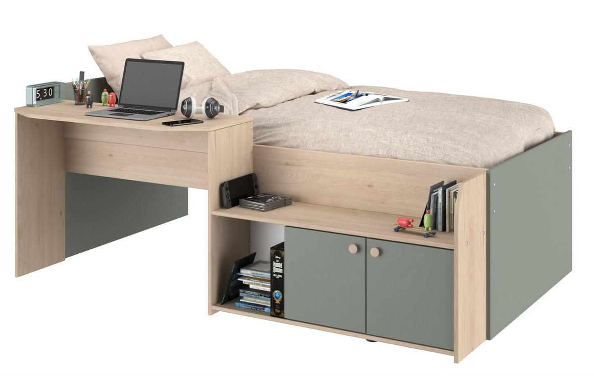 HOCHBETT halbhoch Parisot Jade 90x200 Holznachbildung Grün/Eiche - Eichefarben/Grün, Kunststoff (90/200cm) - 58aufmkessel