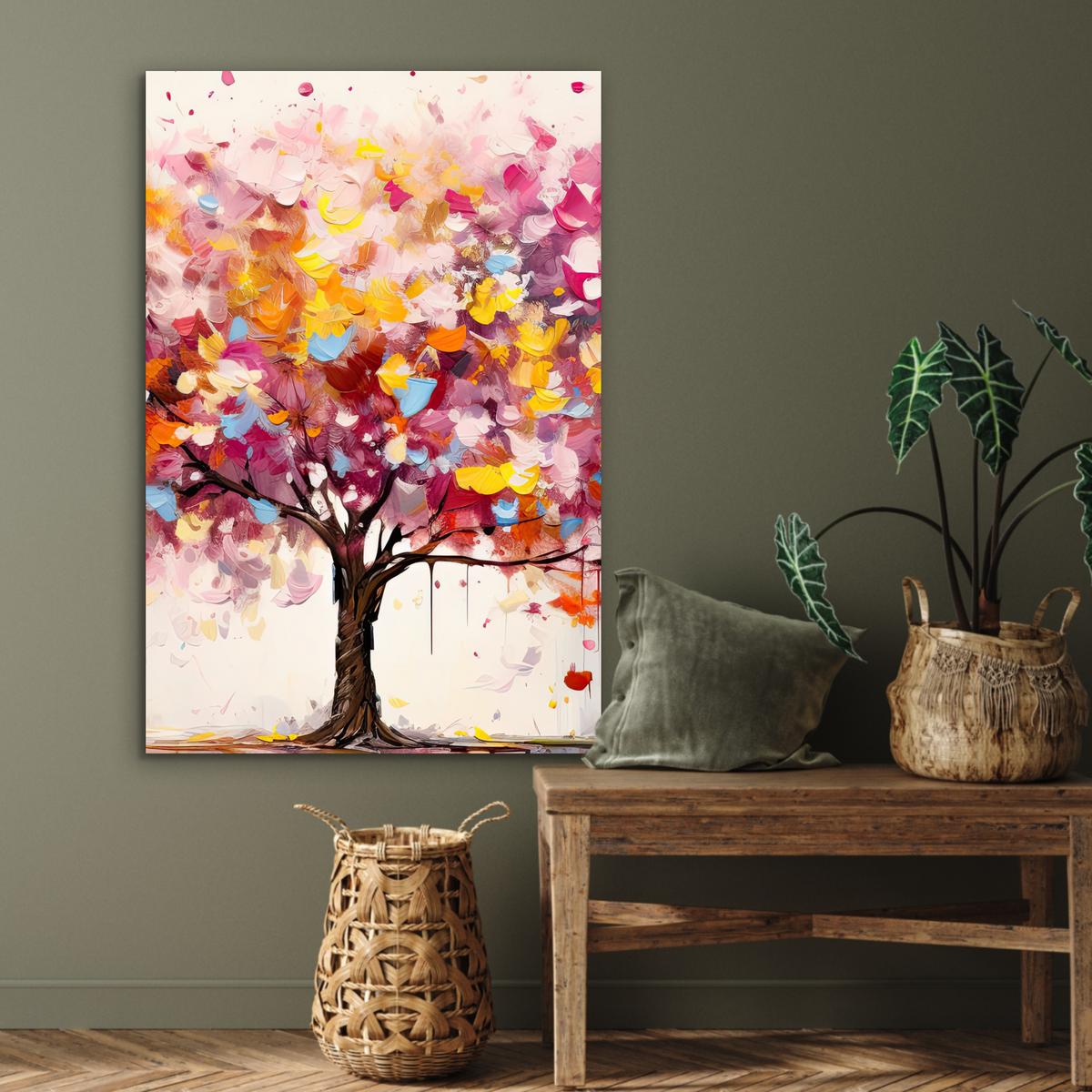 METALLBILD Aquarell - Baum - Kunst - Abstrakt 80x120 cm - Multicolor, Metall (80/120cm) - MuchoWow