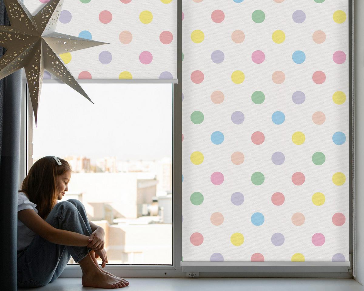 INNENROLLO - Fensterrollo - Rollo - 100x140 cm - Bunte Punkte - Grün, Kunststoff (100/140/0.5cm) - TULUP