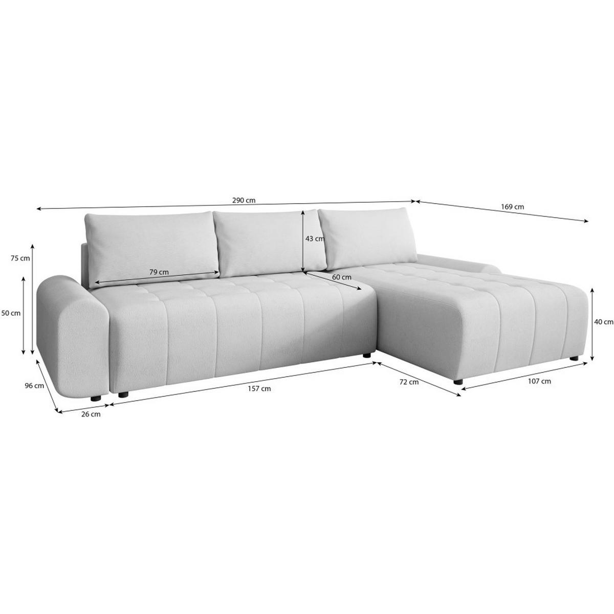 ECKSCHLAFSOFA Costa L Dunkelgrau rechts - Dunkelgrau/Schwarz, Kunststoff/Textil (290/169cm) - Beautysofa