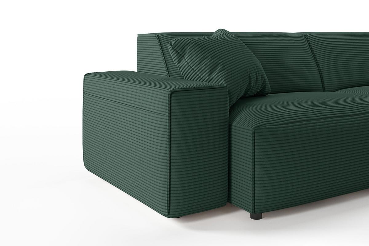 ECKSOFA RANI Smaragdgrün Cord - Smaragdgrün/Schwarz, Kunststoff/Textil (299/189cm) - KAWOLA