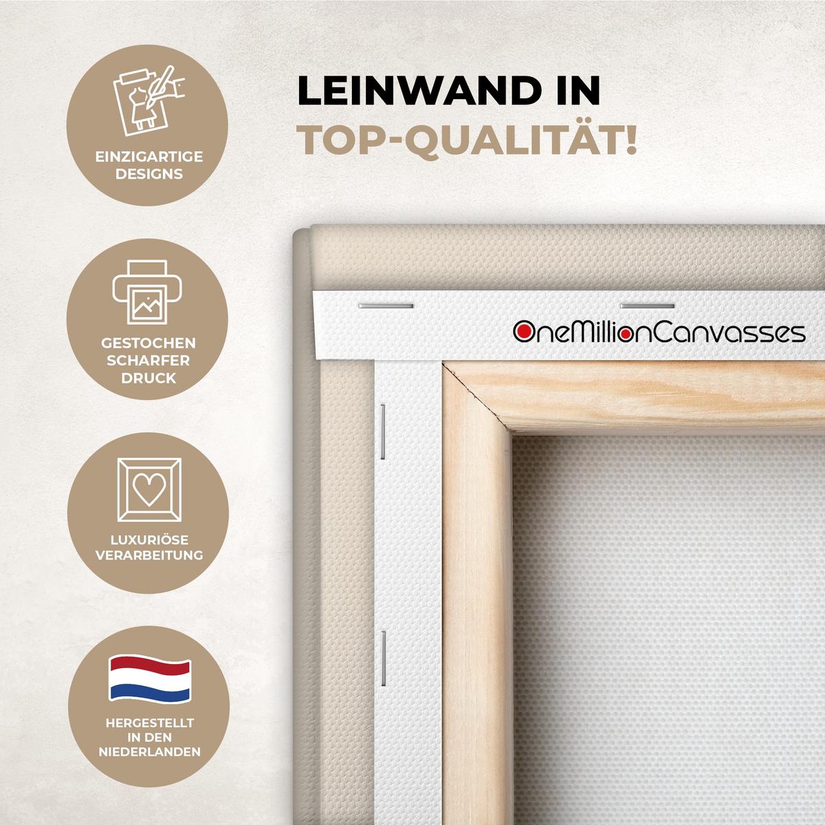 LEINWANDBILD Pflanze - Beige - Japanisch Deko Wohnzimmer 20x20 cm - Schwarz, Textil (20/20cm) - MuchoWow