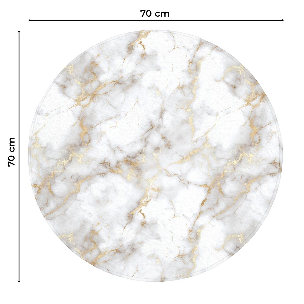 WC-VORLEGER Goldene Adern - Marmor - Weiß Toilettenteppich 70x70 cm - Weiß, Textil (70/1cm) - OnlyWow