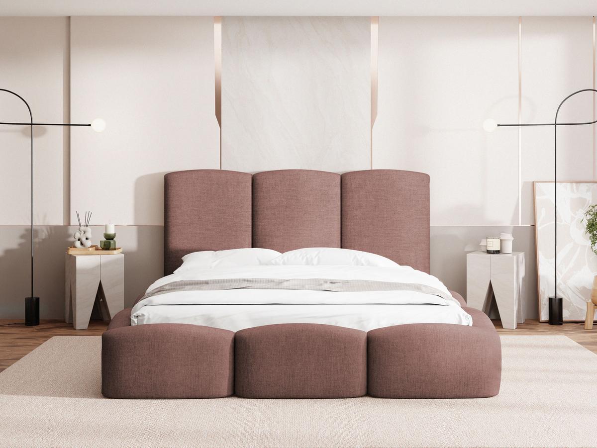 POLSTERBETT Harmony mit Bettkasten & Lattenrost in Altrosa Chenille 200 x 200 cm - Birkefarben/Altrosa, Holzwerkstoff/Kunststoff (200/200cm) - WFL GROUP