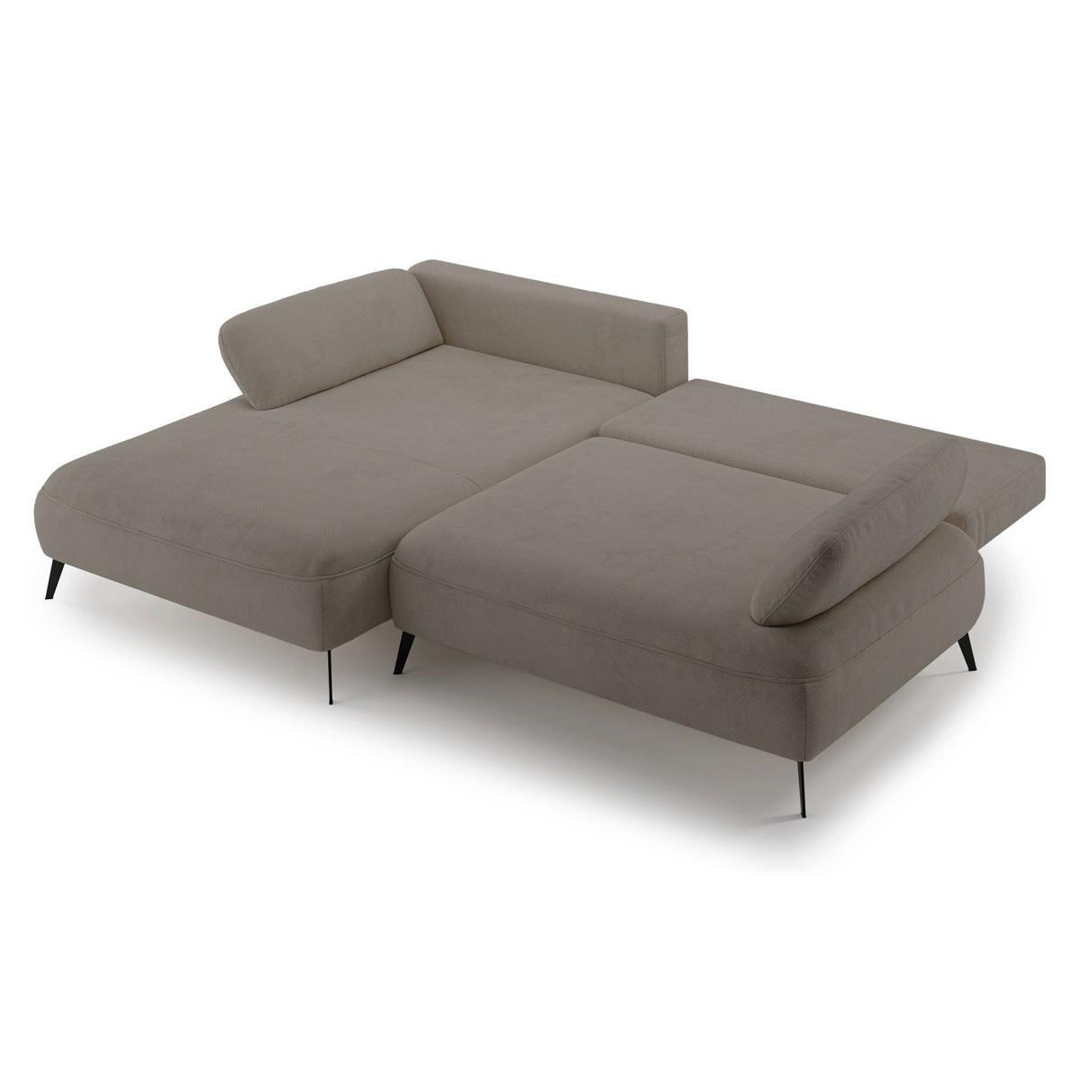 ECKSOFA Avolla Dunkelbeige links - Schwarz/Cappuccino, Textil/Metall (284/186cm) - Selsey