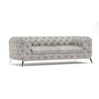 CHESTERFIELD-SOFA 3-Sitzer Quantum Grau Samt - Silberfarben/Grau, Holz/Textil (225/75/100cm) - S-Style Möbel