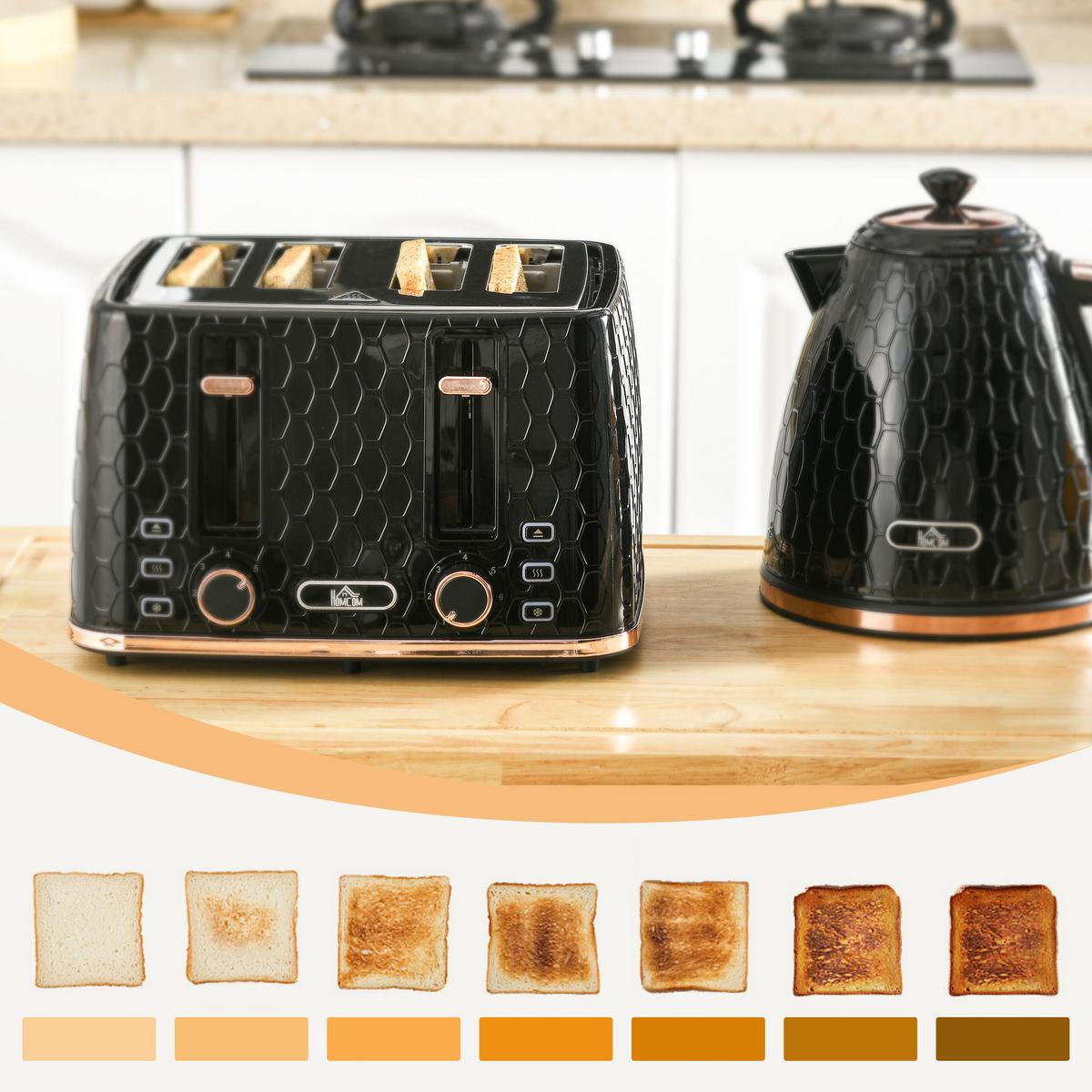 KOCHER-TOASTER-SET 2er Set Kunststoff Stahl Schwarz - Schwarz, Kunststoff (19.5/23.4/24.2cm) - HOMCOM