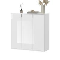 KOMMODE weiß Hochglanz 91 x 99 cm, Sideboard mit 10 Fächern - Chromfarben/Weiß Hochglanz, Holzwerkstoff/Metall (91/99/34cm) - Inn.Furn