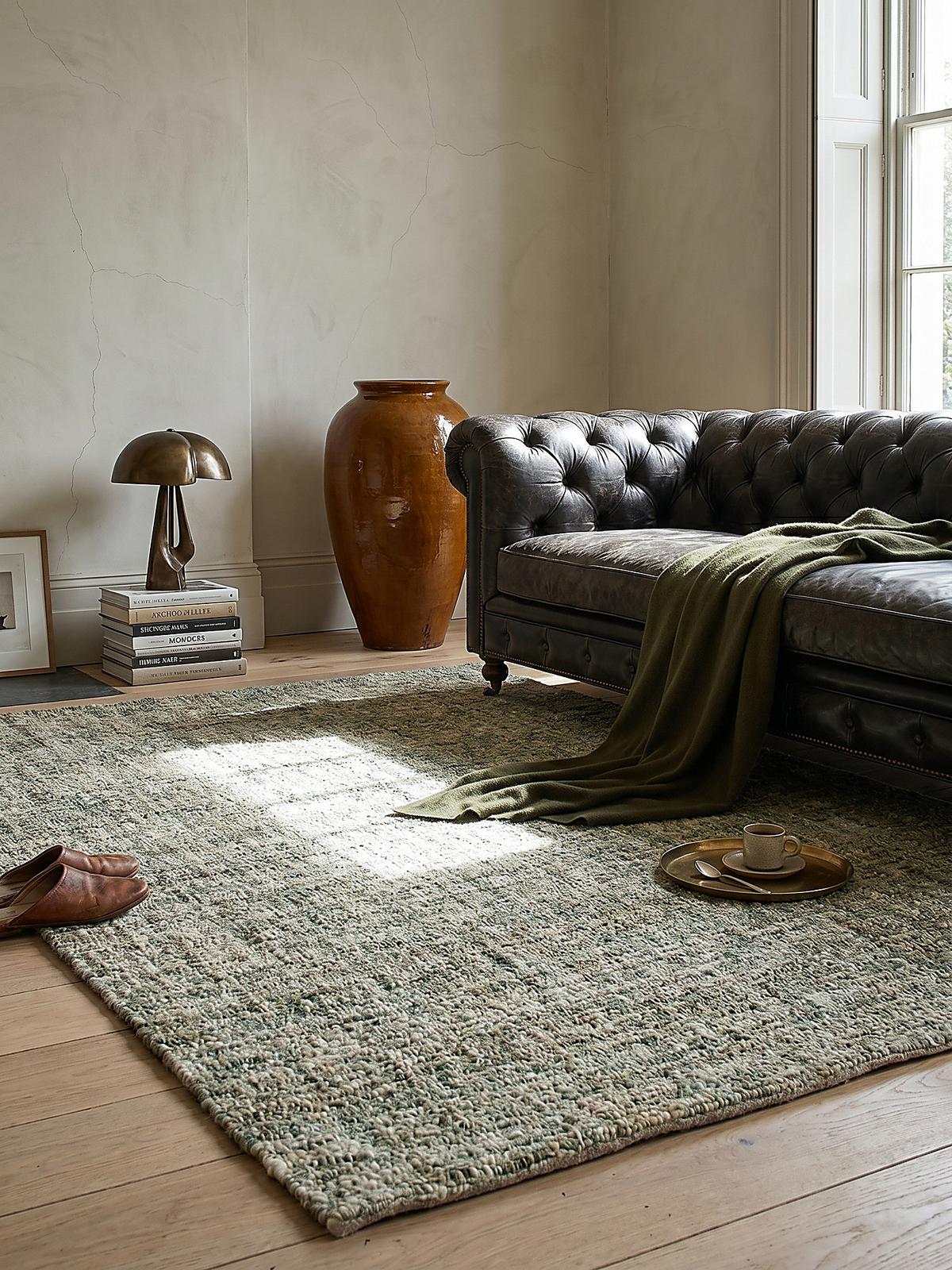 WOLLTEPPICH OTLEY, einfarbig, Grün, 200 x 290 cm - Grün, Textil (290/200cm) - KADIMA DESIGN