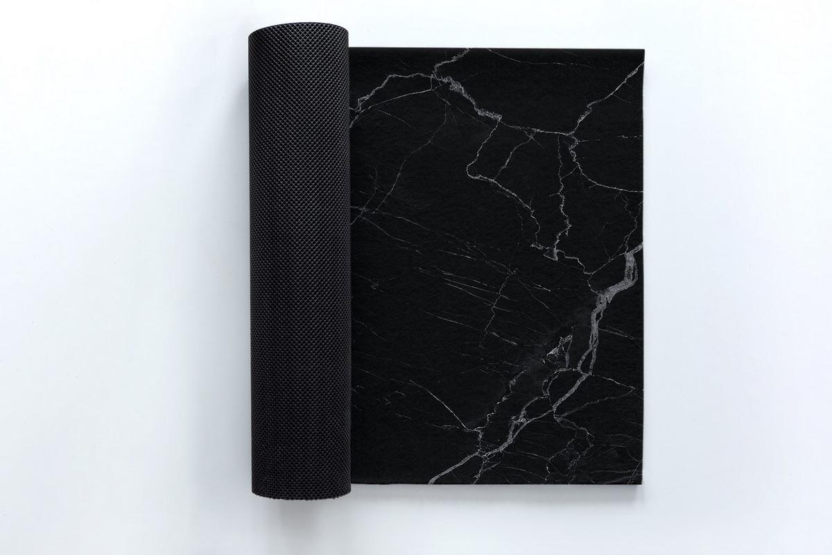 FUSSMATTE 150 x 100 cm Dunkler Marmor - Schwarz, Textil (150/100cm) - TULUP