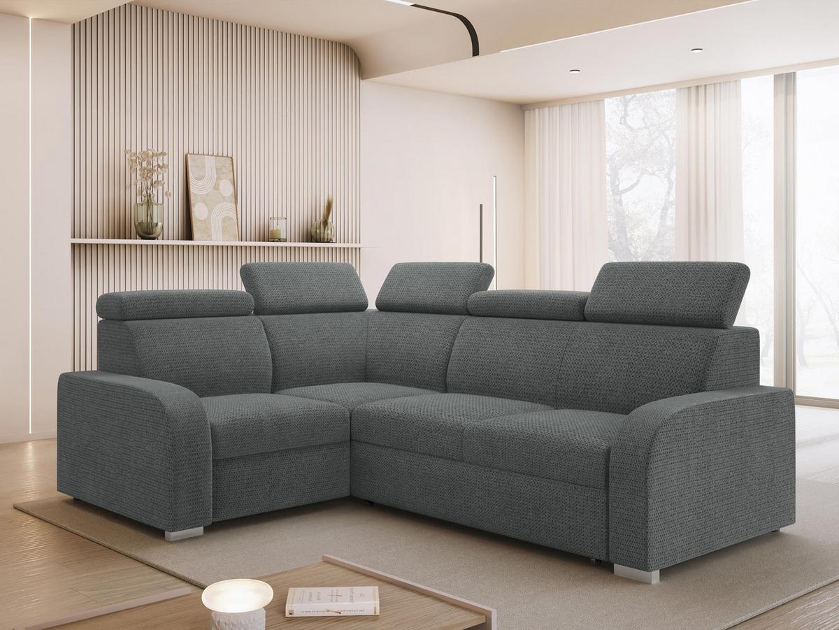 ECKSOFA Oslo 2rR1 80 - Dunkelgrau/Silberfarben, Holz/Kunststoff (250/200cm) - MIRJAN24
